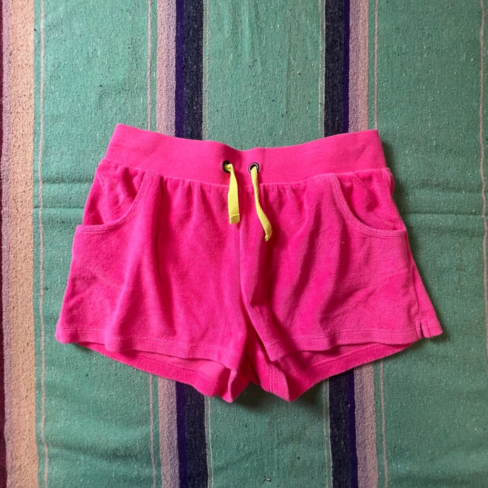 Xhilaration Terry Cloth Shorts Girls XL 14/16 Hot Pink Neon Drawstring Lounge